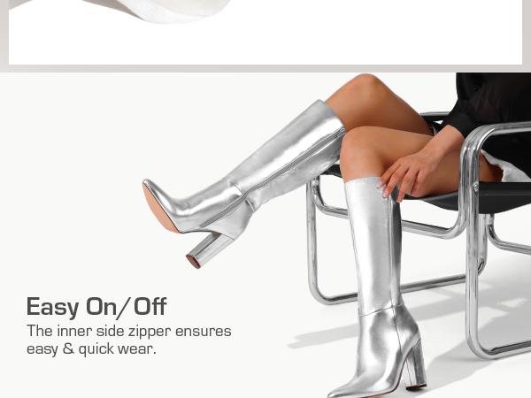 DREAM PAIRS Knee High Boots Women Chunky Heel Pointed Toe Tall Boots for Women Side Zipper Long Boots