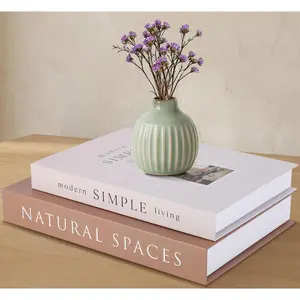 Decorative Books for Home Decor with Hidden Storage, Faux Book Box Set of 2 for Coffee Table & Shelves, Neutral Book Decor Aesthetic for Living Room Styling