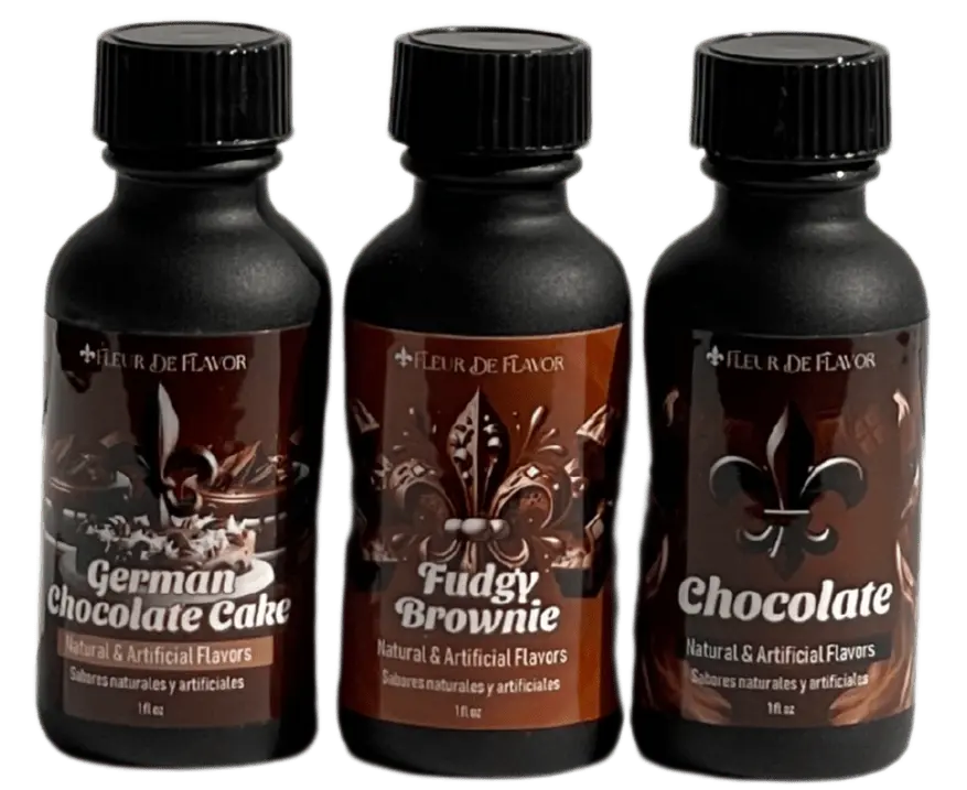 Decadent Cocoa Collection – German Chocolate, Fudgy Brownie & Classic Chocolate (1 oz Emulsion Trio) Coconut