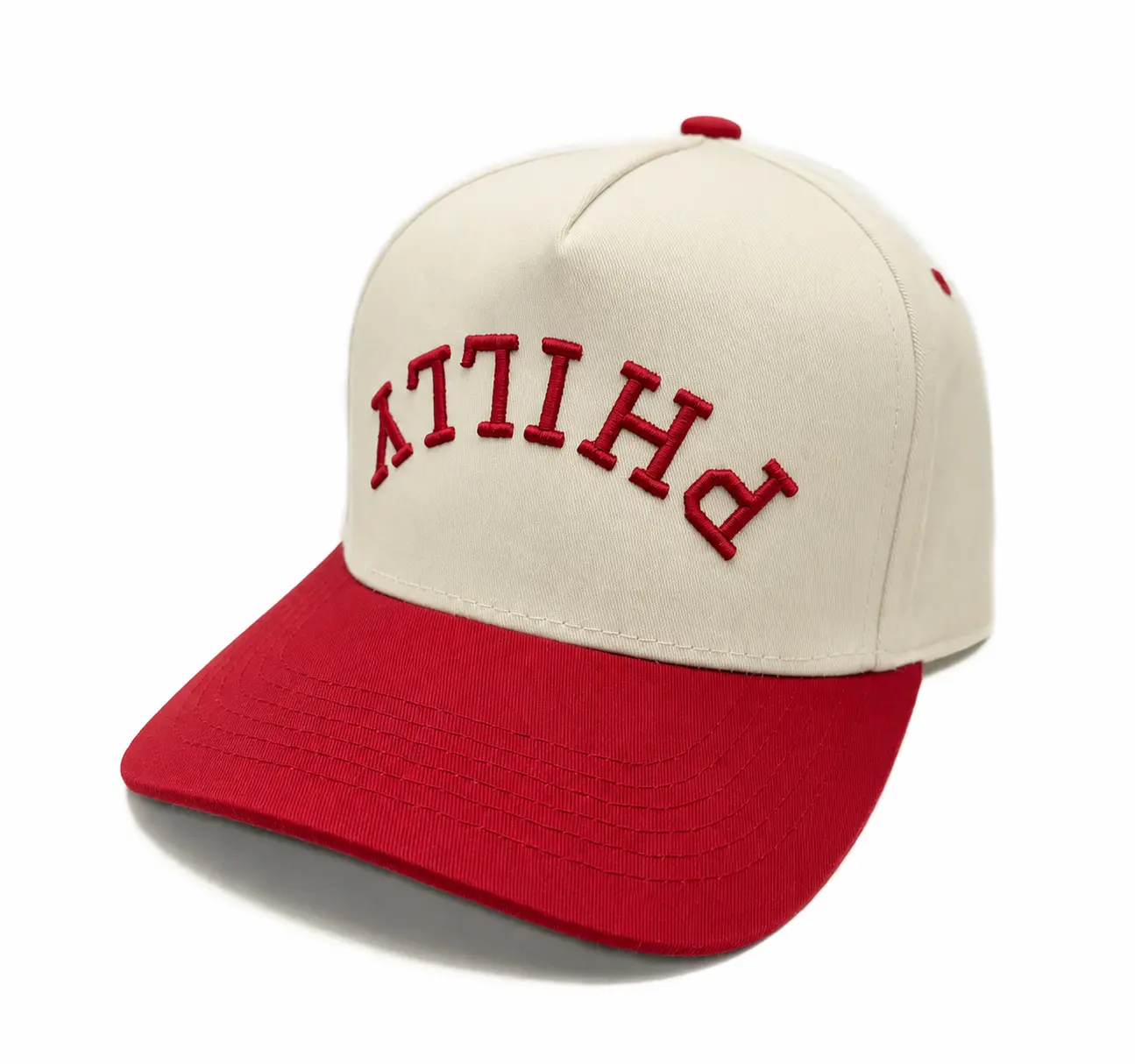 Philly Upside Down Hat Customize this Hat with your own Text Off-5 Colors 5-Panel Hat with 3D Embroidery