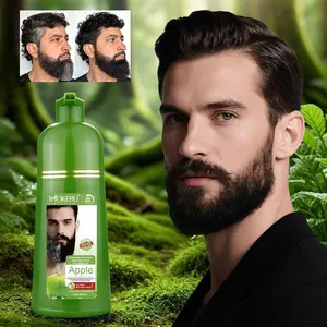 500ML Men's Beard Dye, Gentle Formula, Covers Beards, Waterproof, Long-Lasting, Natural, Apple Extract, Home Use, Easy Application