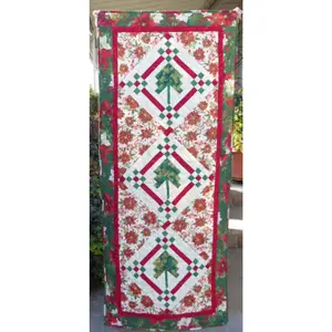 Christmas Tree Runner 28 x66 inch Wall hanging Handmade by Sue Quilted by Joy...