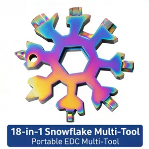 18-in-1 Snowflake Multi Tool Stainless Steel Portable Wrench Screwdriver Bottle Opener Compact EDC Survival Gear Keychain Tool for Camping Outdoor Use Home Repair DIY Kit Gift Idea Upgraded Version