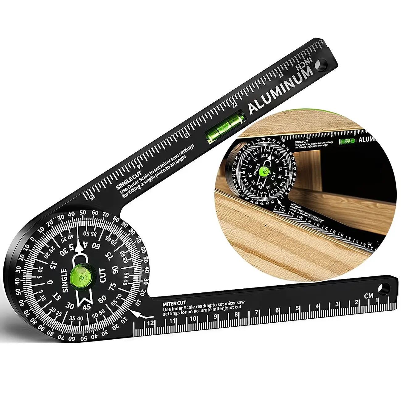 7.3-Inch Miter Saw Protractor, Rust-Proof Angle Finder, Precision Laser-Engraved Scales, Professional Measuring Ruler for Carpentry