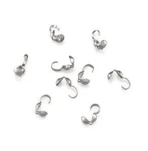 100pcs 4mm 304 Stainless Steel Clamshell Calotte Bead Tips – Open Hook Knot Covers