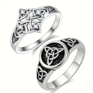 Celtic Trinity Zircon Ring for Men and Women Daily Protection Jewelry Gift