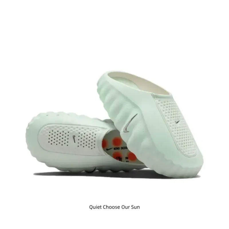Slide mules with massage insoles are a total game-changer, crafted with soft one-piece EVA in pale mint green, perforated breathable lining & wavy non-slip sole perfect for gym, beach & daily casual wear