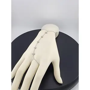Sterling Silver 925 Hand Chain Bracelet with Ring – Star Design