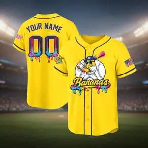Personalized Bananas Team Baseball Jersey, Custom Team Name Number, Funny Bananas Jersey, Let's Go Bananas Jersey, Gift For Savannah Fan