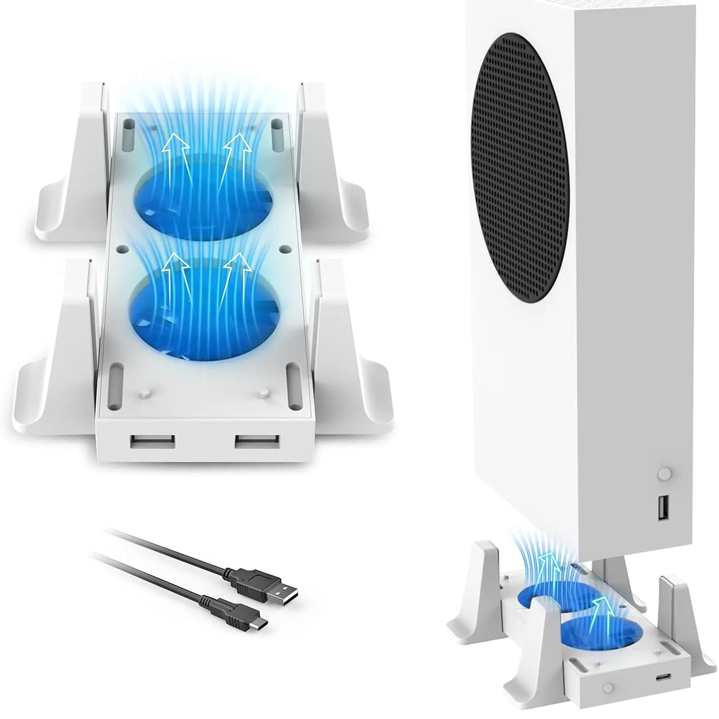 Cooling Stand for Xbox Series S, Adjustable Wind Speed, Adjustable Cooling System, Dual USB Ports, Perfect for Gaming Setup, Essential Accessory for Gamers, Gaming Items