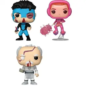 Funko Pop Invincible Set of 3 Atom Eve Armored Conquest and Invincible Battle Damaged