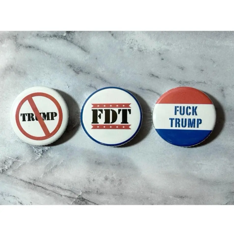 Anti-Trump Button Pin - Anti Donald Trump Political Accessory Leftist Punk Pins