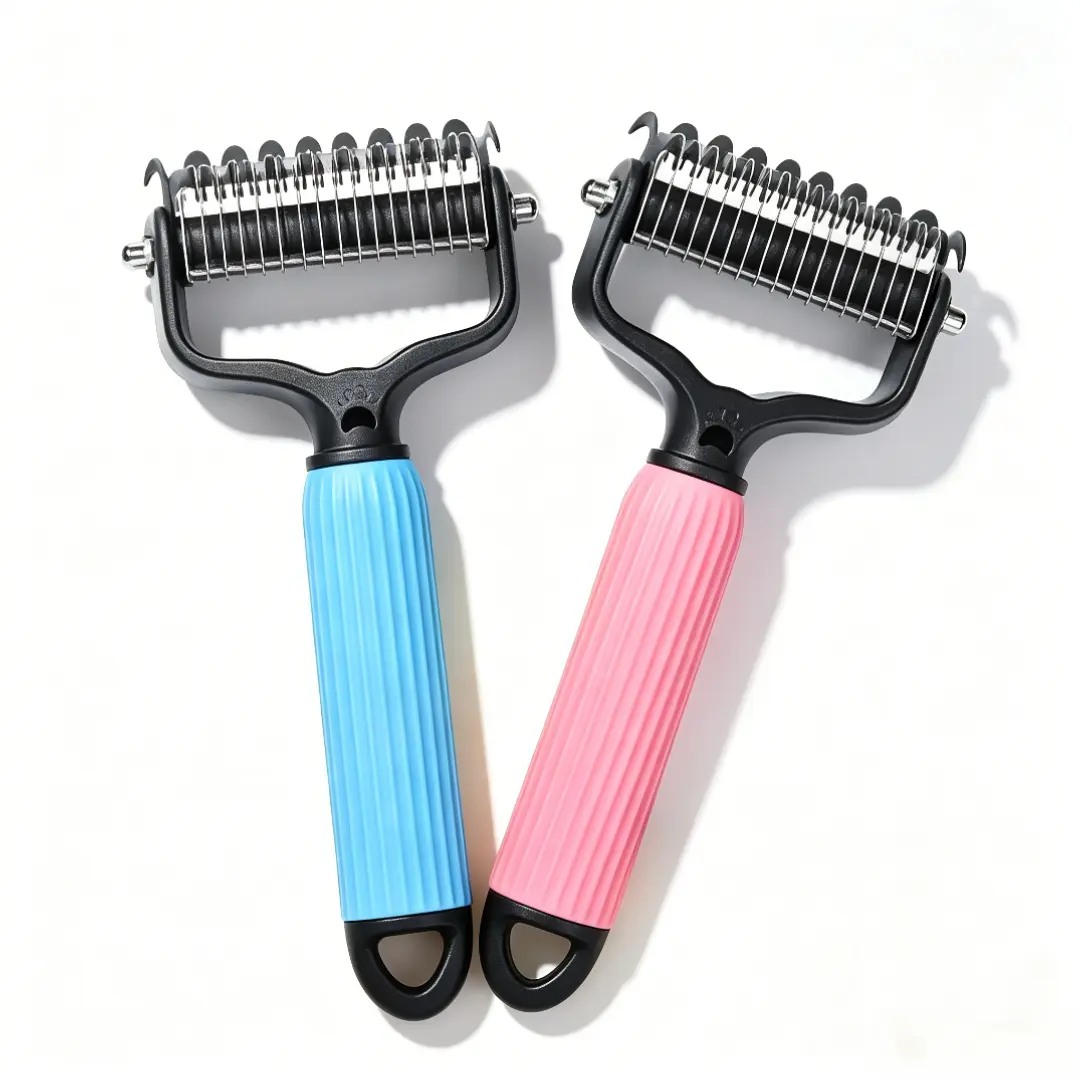 Dog Detangling Comb - Stainless Steel Double-Sided Pet Grooming Tool for Effective Shedding & Matted Hair Taming, Daily Dog Coat Maintenance Supply