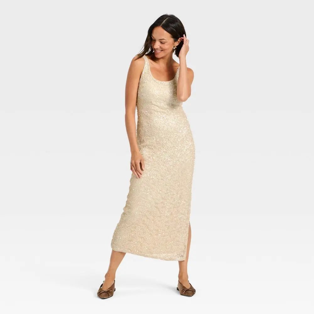 Women's Sequin Slip Maxi Dress - A New Day - TikTok Shop