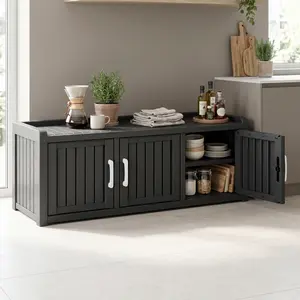RIWENGO 2-Tier Outdoor Shoe Storage Cabinet Waterproof UV-Resistant Entryway Storage Bench with 2 Doors & Adjustable Shelves Indoor/Outdoor Use for Entryway Bedroom Hallway Living Room