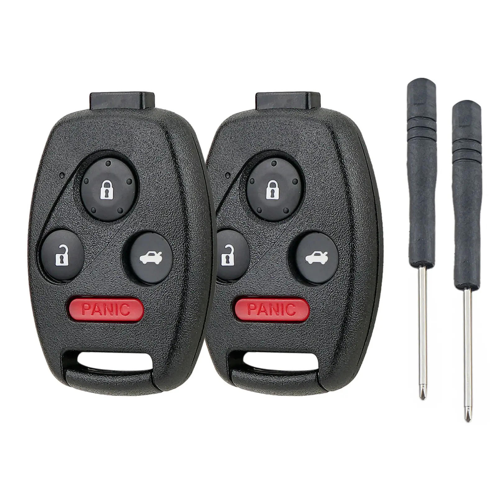 4-Button Set Key Fob Protector Car Key Cases (2-Pack) - OUCG8D-380H-A, 3+1 Function (Trunk Release, Alarm), Lock Feature, DIY Installation, Screwdriver Included, for 2003-2007 Honda Accord/CR-V Car Interior Accessory Shell