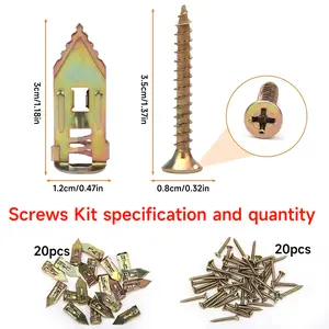 40PCS Self-Drilling Drywall Anchors Kit No Drill Needed Easy Hang for Home & Office Includes 20 Anchors 20 Screws for Quick Install Adjustable Hooks & Bracket