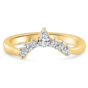 1/4Ct Diamond Curved Wedding Anniversary Engagement Guard Ring Gold Lab Grown