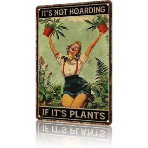 Garden Tin Sign Garden Lover Metal Plants Poster Vintage Plants Lady Poster It's Not Hoarding If It's Vintage Sign for Indoor Outdoor Farmhouse Yard Home Wall Decoration 12 * 8in Room