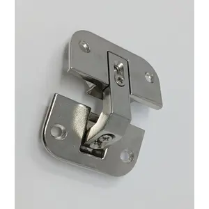 Heavy Duty Adjustable Concealed Pie-Cut Corner Cabinet Door Hinge, Full Inset, Nickel-Plated, 78° Opening Angle