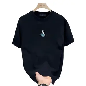 Men's Heavyweight 100% Cotton Graphic T-Shirt Solar System Planet Print Casual Short Sleeve Round Neck Summer Top for Teens & Young Adults Machine Washable Regular Fit Streetwear Soft Sweatshirt Tshirt Menswear