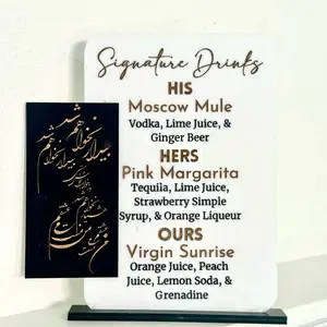 Customizable Signature Drink Sign for Wedding Bar Geometric Design Personalized Cocktail Menu Display