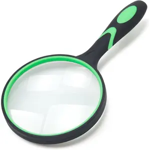 Large Magnifying Glass 10X Handheld Reading Magnifier for Seniors - 100MM 4INCHES Real Glass Magnifying Lens for Book Newspaper Reading,  and Hobby Observation, Science (Green)