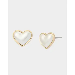 Betsey Johnson HEART STUD EARRINGS PEARL