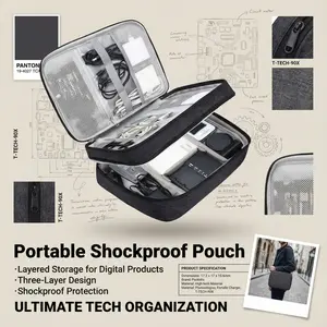 3 layer Electronics Storage Bag Travel Cable Accessories Bag Waterproof Double Layer Organizer Portable Case for Cables Cord Charger Phone Adapter Power Bank Kindle Hard Drives