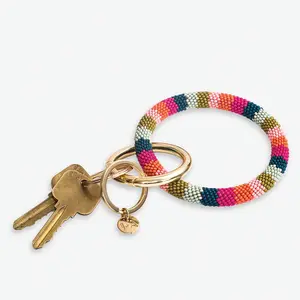 INK + ALLOY Chloe Stripe Beaded Key Ring Bracelet Rainbow