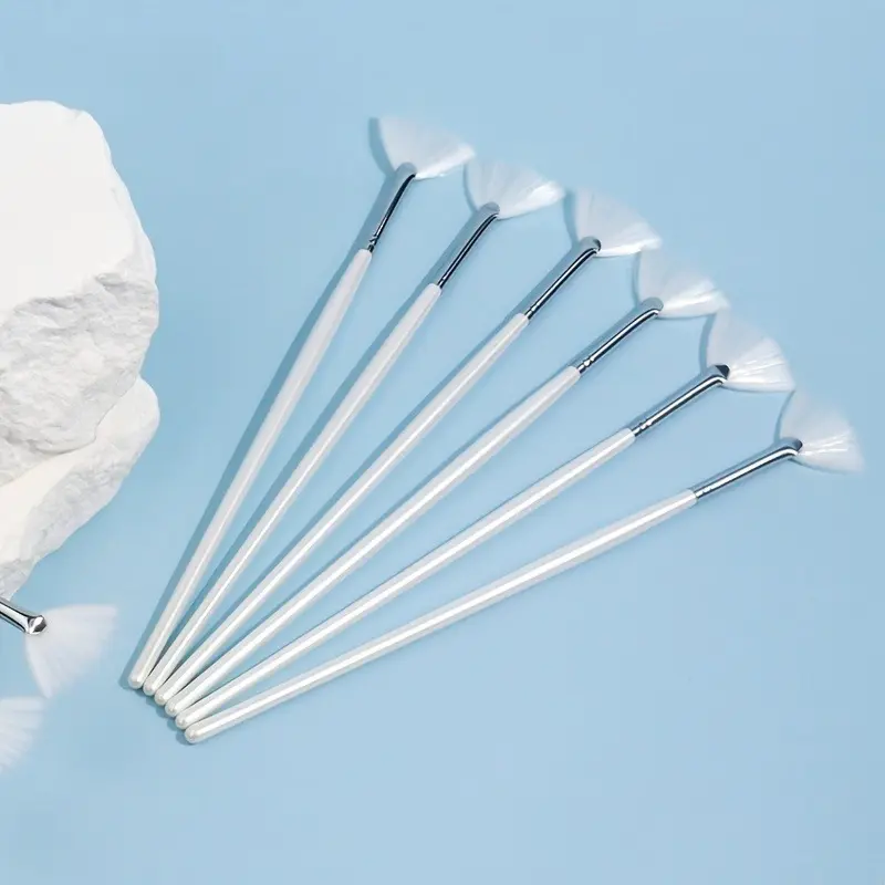 20pcs Beauty Planet Professional Facial Brush - Mini Fan-shaped Light Beige Care Brush with Soft Nylon Bristles, for Face, Salon, Spa, Home Use - Gentle Exfoliating, Serum, Essence, Makeup Application - Beauty Planet, Skincare Routine