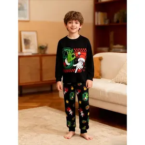 Christmas Fun #6 7 patterned Pajamas Set for Kids, Six Seven Meme Graphic Pajamas Set for Youth, the perfect Christmas gift for girls and Boys.Gift