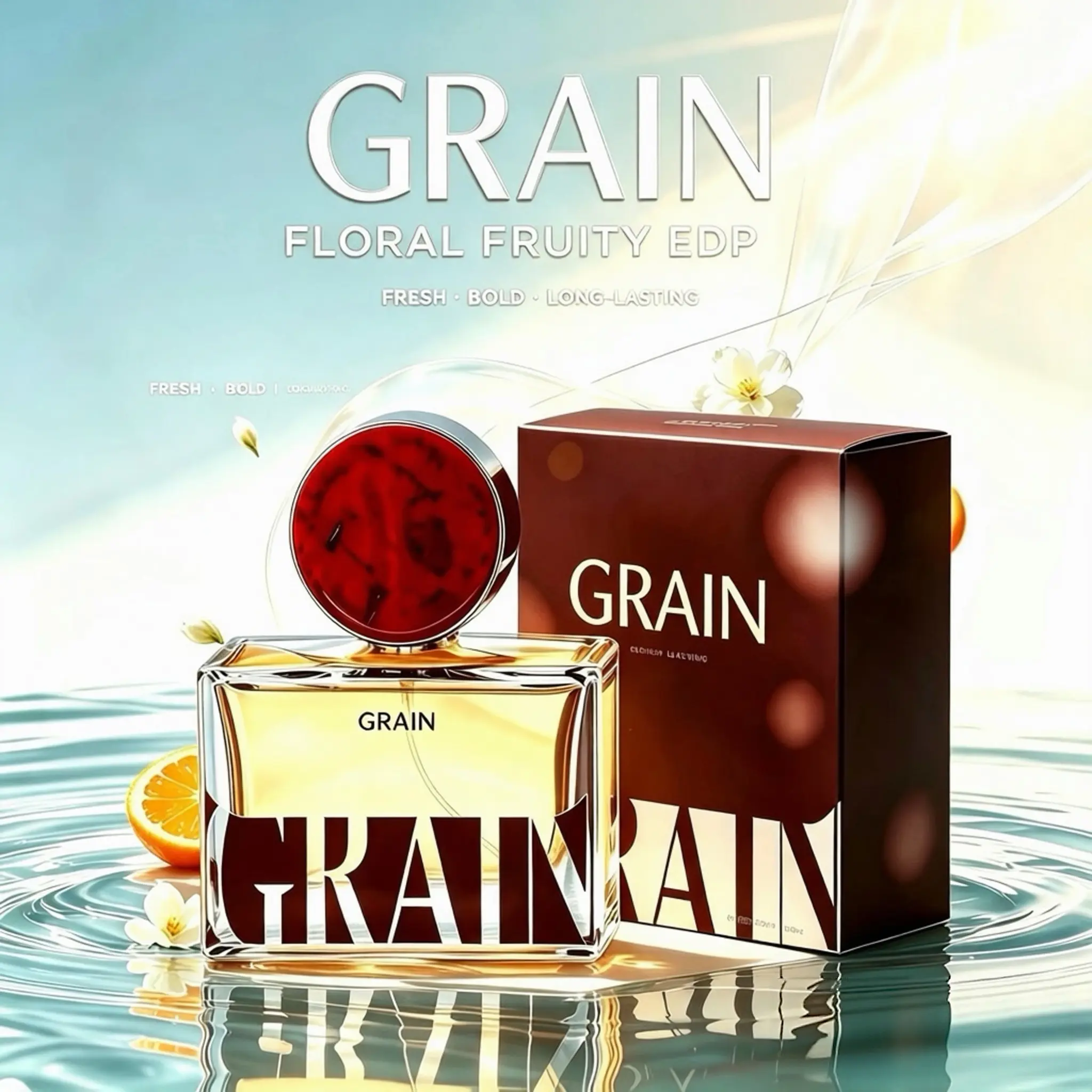 Women's GRAIN Eau de Parfum (EDP) 2.4oz/70ml - Alcohol Base Vanilla Fruity Floral Citrus Fragrance, Long-Lasting TikTok Popular Scent with Orange, Gardenia, Rose,  For Women,mykonos fragrances,vanilla perfume,long lasting perfumes, Floral Perfume