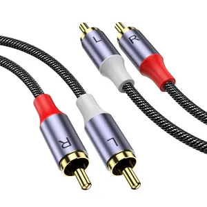 RCA Cables 3ft, 2RCA Male to 2RCA Male Audio  Nylon Braided, OFC Conductors & 24K  Plated RCA Male to Male for  Audio  Theater Subwoofer Speakers HDTV Amplifier Receiver