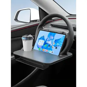2-in-1 Steering Wheel Table - Steering Wheel Tray Table, with Seat Gap Filler Organizer, Car Dining Tray, suitable for Tesla Model 3 and Model Y, can hold laptops and food, suitable for most vehicle steering wheels