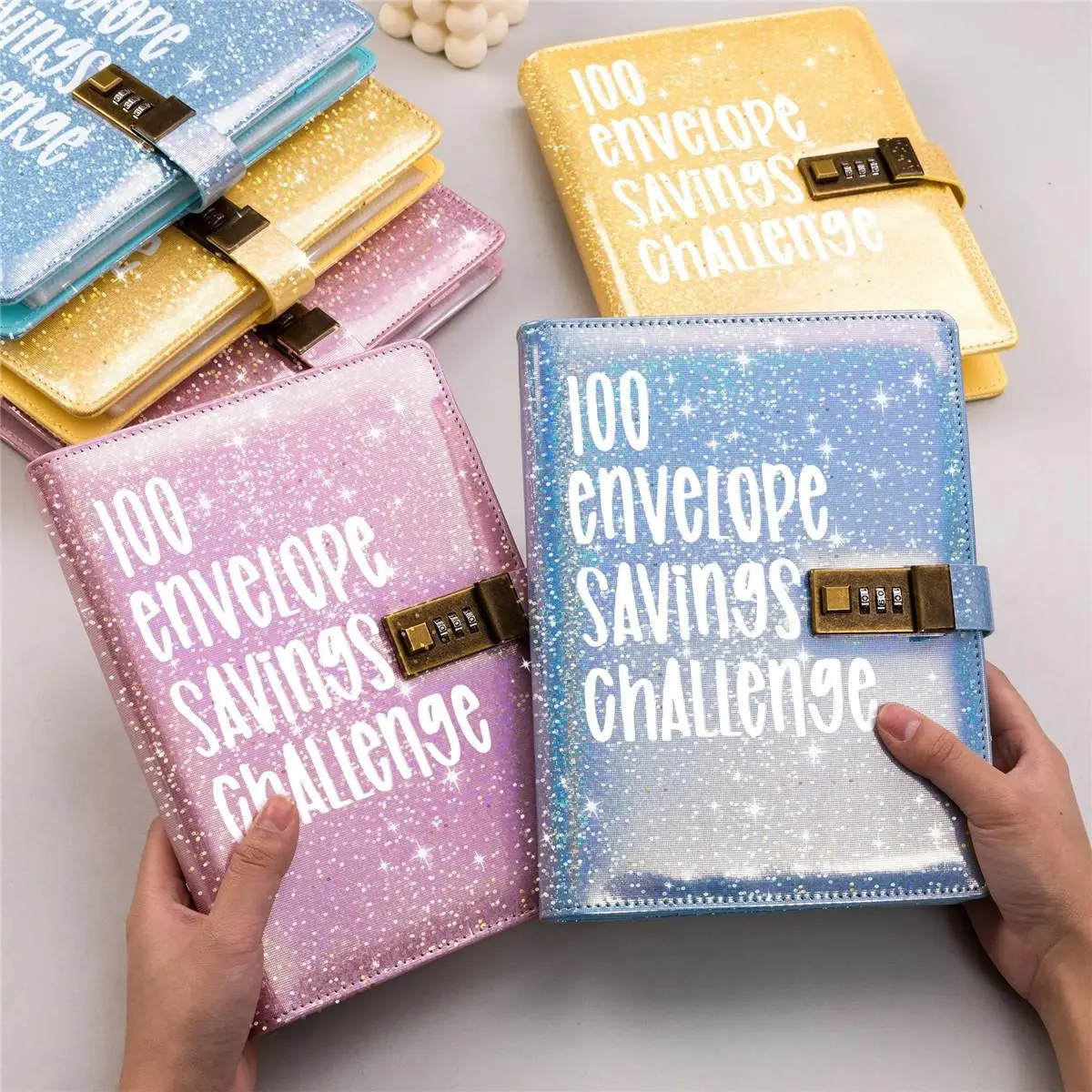 Shiny 100 Envelopes Money Saving Challenge Budget Binder With Password Lock Budget Planner Saving Money Easy Fun To Save $5,050