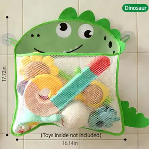 Dinosaur Mesh Bath Toy Storage Bag - Cute Cartoon Design Waterproof Organizer for Kids Bathroom High-Quality Breathable Material Easy Storage Perfect for Home Travel Use Hangers Hangers