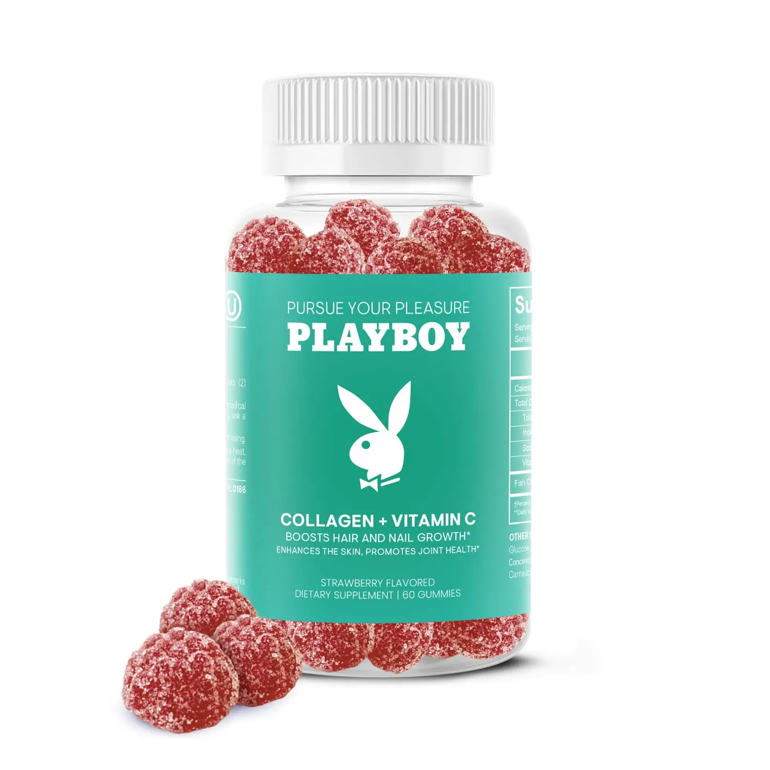 Playboy - Collagen + Vitamin C Gummies for Hair, Skin, Nails & Joint Health (60 Gummies) - Strawberry Flavored Vitamin C & Collagen Supplement for Women & Men - Non-GMO, Gluten Free, Nut Free-2 Pack