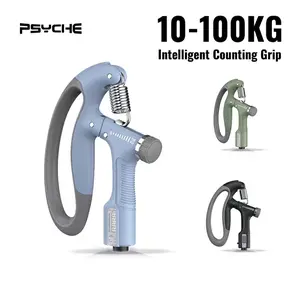 PSYCHE Hand Grip Strengthener 10-100kg Adjustable Resistance Forearm Exerciser with Counter LCD Display Non-slip Grip for All Hand Sizes