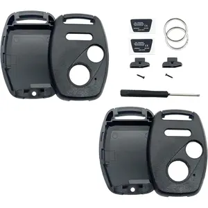 Replacement Key Fob Shell Keyless Entry Remote Car Key Fob Cover Case Fits for Honda Accord/Civic/CR-V/Fit/Odyssey/Pilot/Ridgeline/CR-Z (Black + Black)
