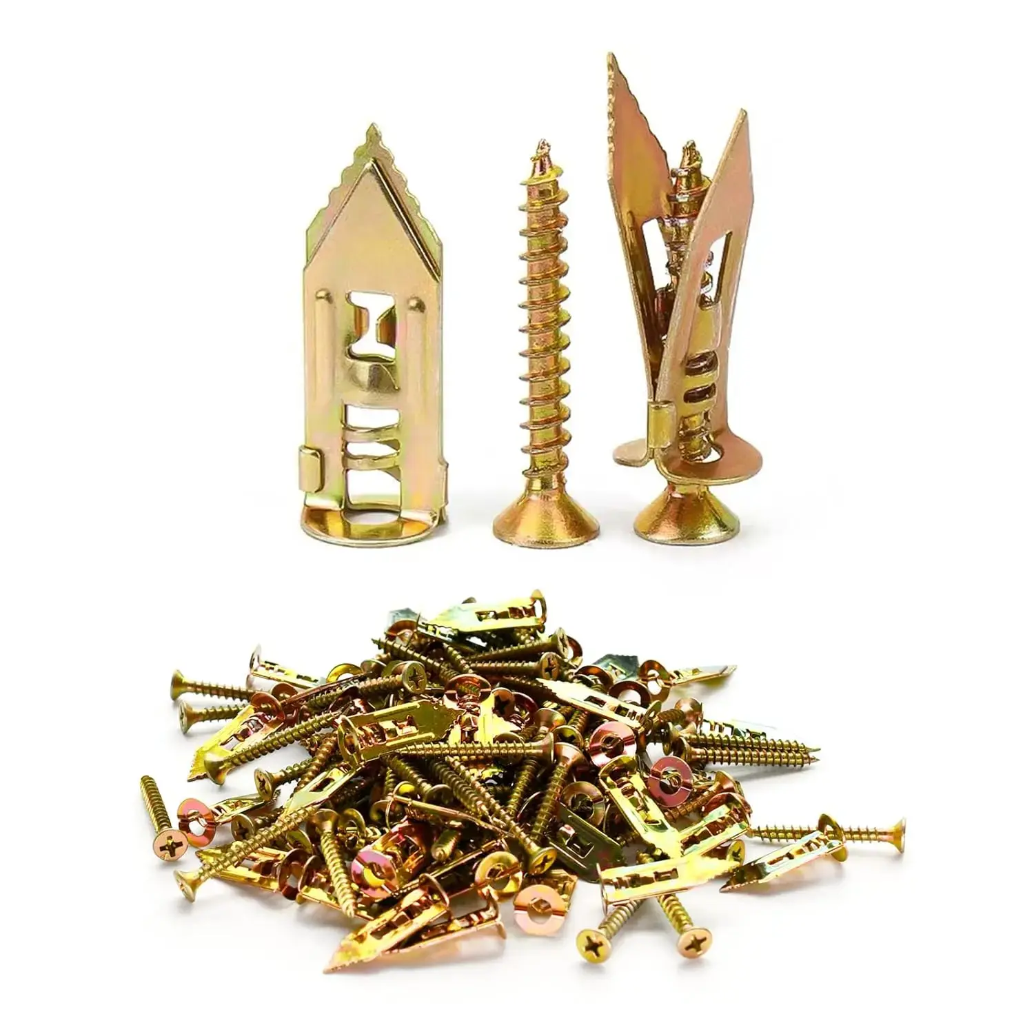 40/80/120PCS Quick-Install Expansion Plug & Screw Kit, No Drilling Required, Made of Heavy Steel, Dust-Free, Anti-Oxidation, with Adjustable Brackets for Drywall and Wood, Home Hanging Storage