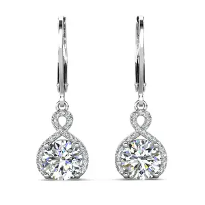 Drop Earrings with Simulated Diamond Crystals