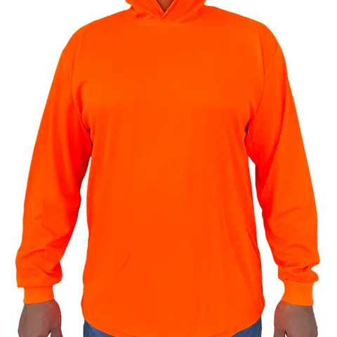 Hoodie Orange High Visibility Shirt / Air Cooling Flow w/ UV Protection Menswear Reflective
