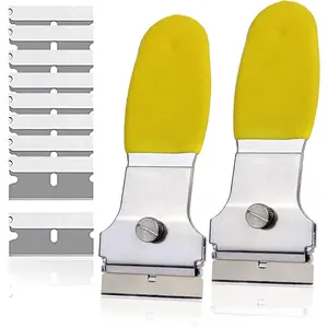 Multi-Purpose Scraper Cleaning Tool 2 Pack  Razor  Scraper Set with 10 Extra   Scraper for Stovetop, Wall, Oven, , Caulk, Labels, Adhesive, Sticker, Tile Window