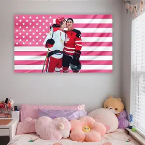 Heated Rivalry Pink Flag | Ilya Rozanov & Shane Hollander Hockey Romance | LGBTQ Sports Love Pink American Flag | Connor Storrie | Hudson