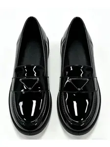 Classic Mirror Surface Loafers, Business Chic Photography Shoes, Round Toe PVC Sole, Fashion Single Shoe, All Seasons