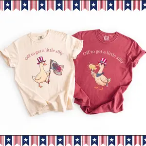 Custom 4th of July Couple Shirt Comfort Colors, Off to Get a Little Silly, Funny Patriotic, 250 Years America Tee, Matching Couple Shirt, Full Sizes