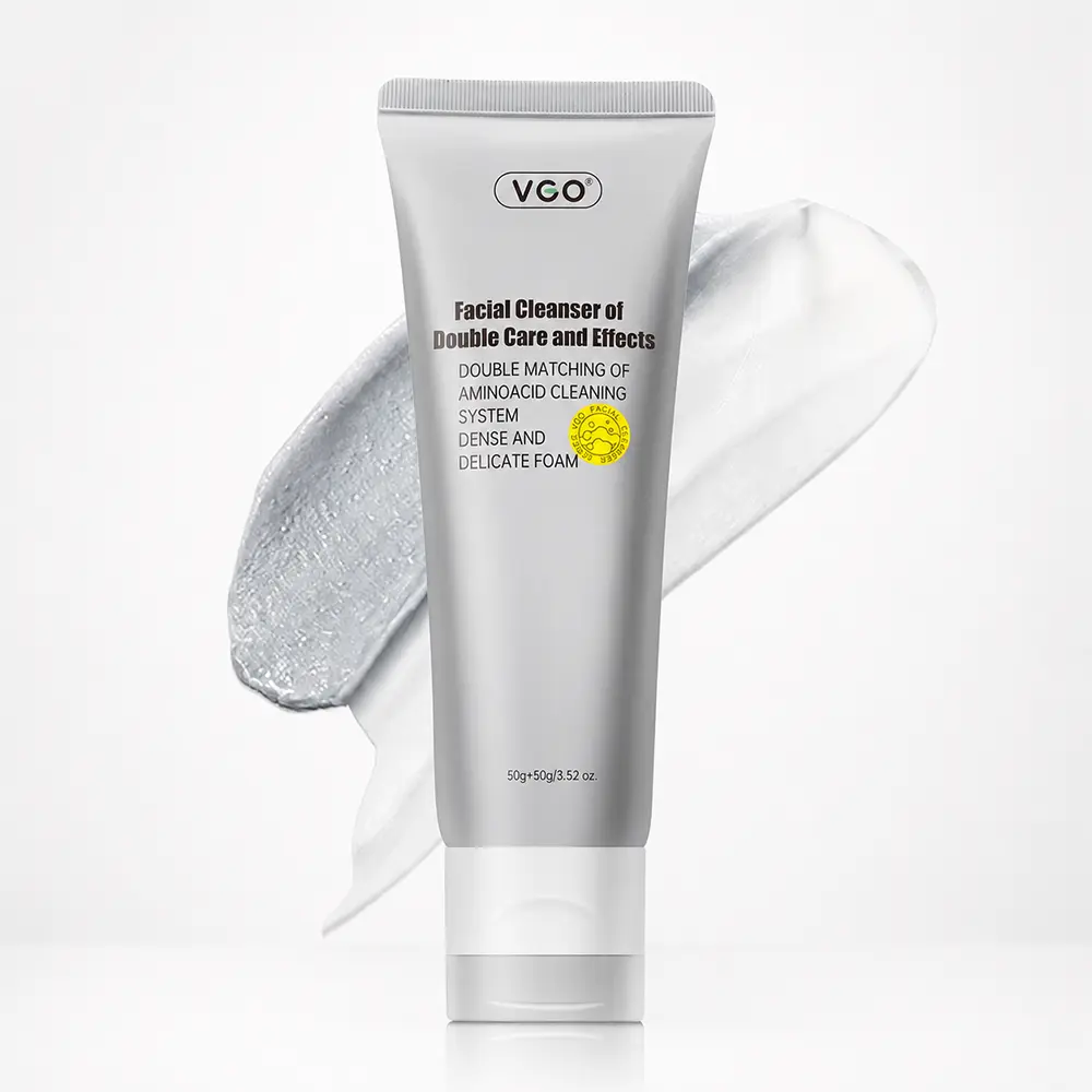 VGO Double Care Facial Cleanser - 50g, Suitable for All Skin Types, Cleanses and Moisturizes for Optimal Skincare Cleansing Gentle Charcoal Coconut-B