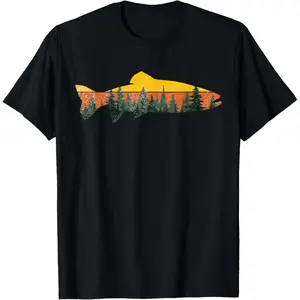 Trout Fly Fishing T-Shirt for Outdoor Forest Nature Wildlife Fisherman Lovers