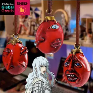 Berserk Behelit Amulet Necklace, Dark Anime Charm Pendant, Gothic Cosplay Jewelry for Men Women